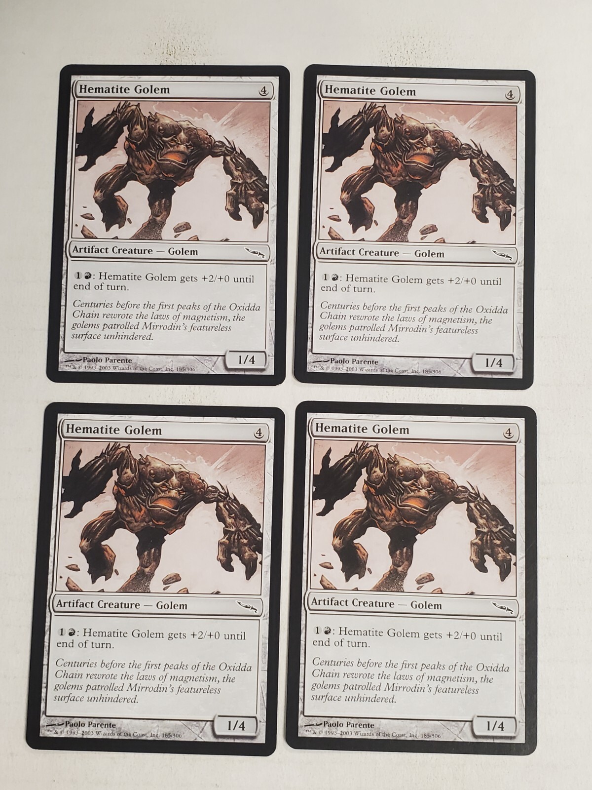 Hematite Golem 4x FOIL MDN MTG Mirrodin Common MINT artifact Hematite Golem 4x FOIL MDN MTG Mirrodin Common MINT artifact
