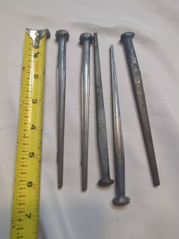 Lot of 5 Cut Square Head 6" inch Spikes Nails New Crucifixion