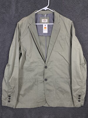 Mens Marine Layer Unstructured Blazer Sz Large Faded Olive 2 Button Single Vent