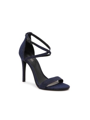 

MICHAEL MICHAEL KORS Женские темно-синие сандалии с круглым носком на шпильке с логотипом Antonia, Navy, ANTONIA