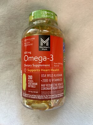  Member's Mark 600mg Omega-3 from Fish Oil with 50 mcg Vitamin D3 200 Count 