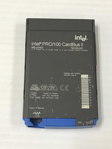 Intel PRO/100 CardBus II 10/100 LAN PCMCIA Card MBLA3400 Ships Immediately!