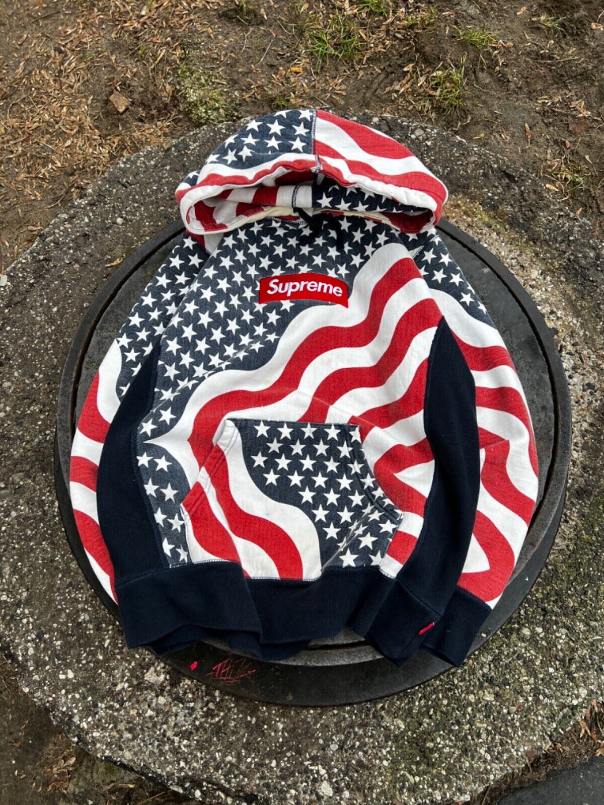 Rare Supreme American Flag FW14 Box Logo Mens Hoodie Y2k Rare Supreme American Flag FW14 Box Logo Mens Hoodie Y2k