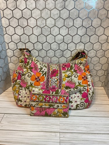 Garden 2 Pc Set Purse On The Go Shoulder Bag Floral & Wallet