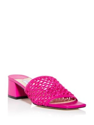 Женские розовые босоножки JIMMY CHOO Themis 45 с квадратным носком и блочным каблуком без застежки на каблуке-слипоне 41