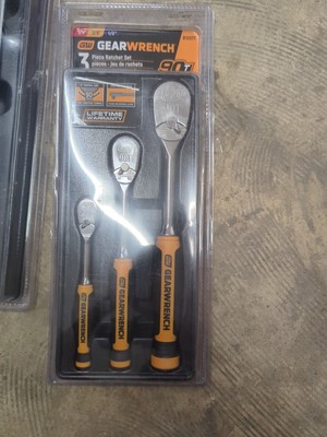 Gearwrench 3pc Soft Grip 90-Tooth PRO Ratchet Set: 1/4'' 3/8'' & 1/2''dr #81207T
