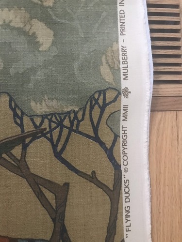 MULBERRY FLYING DUCKS Lined Linen Camel, Blue, Green Linen Fabric 7.5 Yds