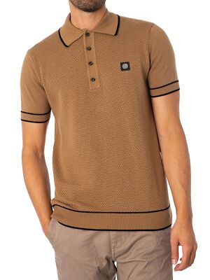 

Мужская трикотажная рубашка-поло Trojan, коричневая, Коричневый, TR/8762-CAMEL