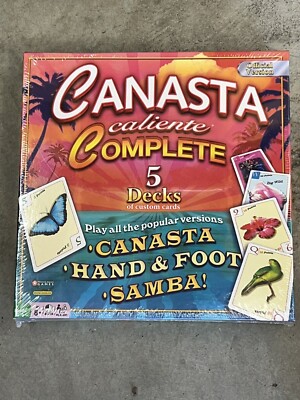 Canasta Caliente Boardgame Complete 5 Card Decks 2010 Hand Foot Samba game ''NEW''