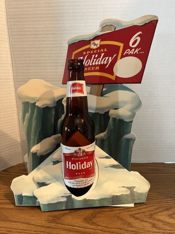 1950s Potosi Beer Holiday Special 12oz Bottle Store Display Sign Wisconsin Rare