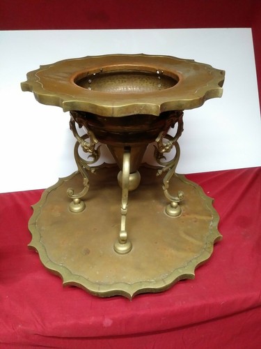 Large Copper and Brass Planter Jardiniere with Removable Top               B1