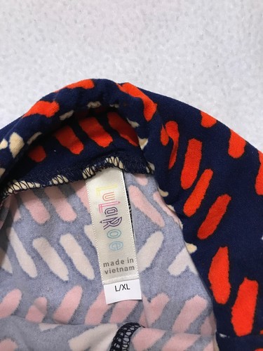 NWT Lularoe Kids Leggings Size L/XL Red & Blue Pattern