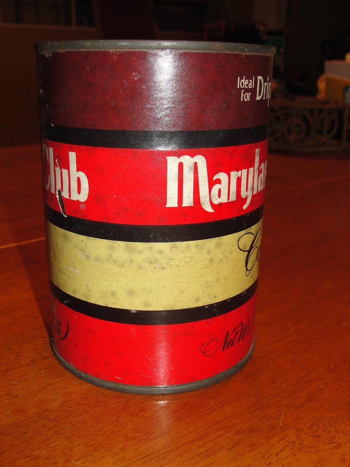 Vintage Lot Maryland Club Drip 16 ozs Tin Metal Coffee Can W/O Lid - Paper Label