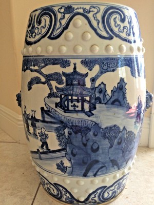 Chinese Garden Stool Barrel Drum Boys Bat Lift Handle Firecracker Fish Porcelain