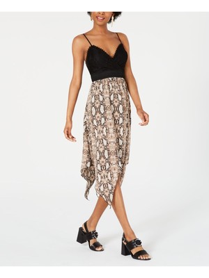 БЕЗМОЛВНОЕ женское бежевое кружевное платье-футляр миди на тонких бретельках с V-образным вырезом XS