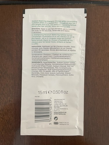 Philip Kingsley Moisture Balance  Combination Shampoo Sample Packet 15ml. NEW