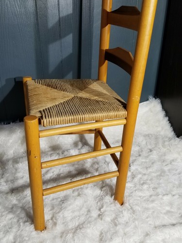 Antique Shaker Style Ladder Back Accent Chair Woven Seat (2 available)