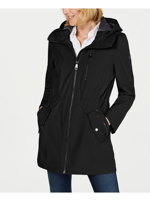 

CALVIN KLEIN Женский черный плащ с карманами и молнией и капюшоном на подкладке, CW04M756