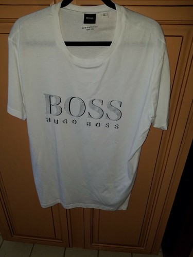 Hugo Boss Logo Mens White T-Shirt, Size XXL (RN73616 CA23115 Hugo Boss Logo Mens White T-Shirt, Size XXL (RN73616 CA23115