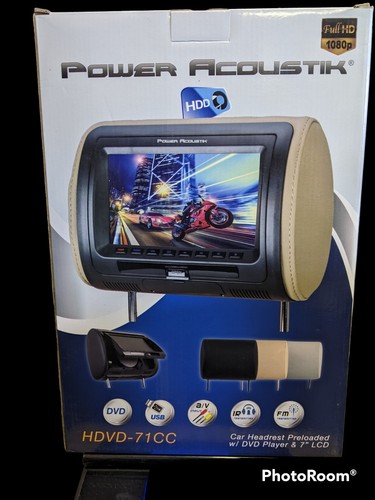 POWER ACOUSTIK HDVD-71CC CAR HEADREST 3-COLOR PRE-LOADED 7" 