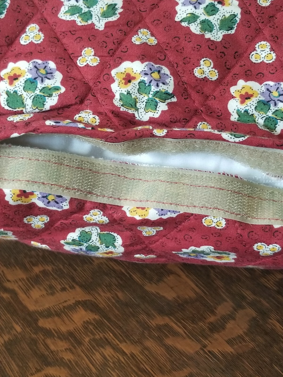 Beautiful Red Flowered Quilted Pillow Cover Hook and Loop Closure 19 X 19