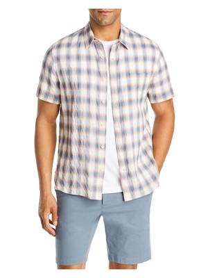 

ВИНС. Мужская рубашка Shadow Ivory в клетку с коротким рукавом Slim Fit на пуговицах, Цвет слоновой кости, M74191458