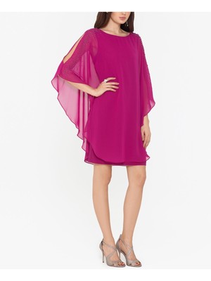 X BY XSCAPE Женский фиолетовый пуловер с разрезом поверх короткого платья Petites 16P