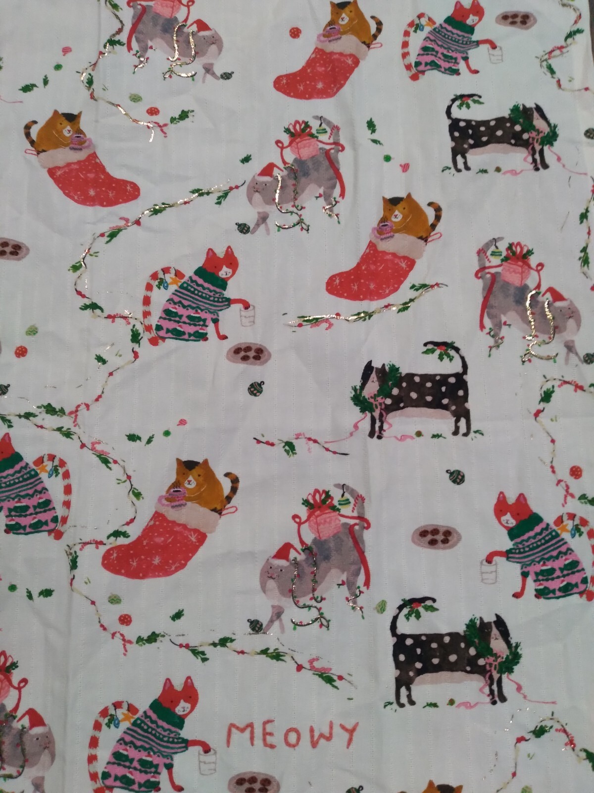 New Anthropologie Meowy Christmas Dish Towel