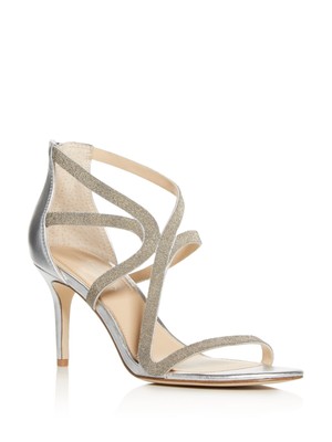

Женские кожаные сандалии VINCE CAMUTO Caviar Silver Petara с круглым носком на шпильке 9 м, Серебряный, IM-PETARA