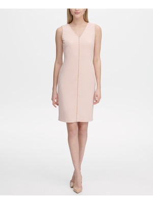 

CALVIN KLEIN Женское розовое вечернее платье-футляр без рукавов с V-образным вырезом до колен, Розовый