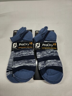 FootJoy 4 Pairs ProDry Mens Shoe Sz 7-12 Blue Grey Golf Sport Socks Low Cut New