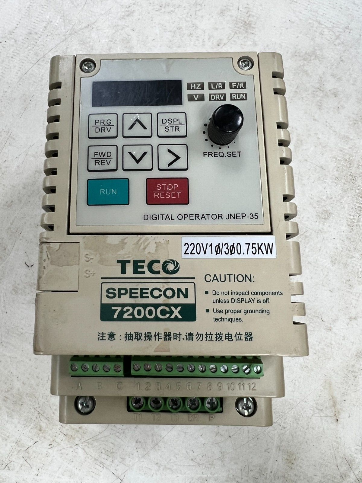 👀 TECO SPEECON 7200CX 220V CLASS INVERTER 3Ø 0-230V 2.0 KVA 👀 TECO SPEECON 7200CX 220V CLASS INVERTER 3Ø 0-230V 2.0 KVA