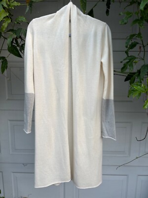 Women's Neiman Marcus cashmere sweater long open cardigan cream small