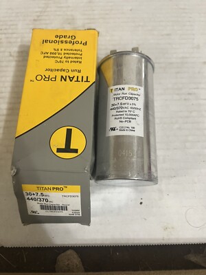 Titan Pro Round Motor Run Capacitor 30+7.5 MFD 440/370 TRCFD3075 New In Box