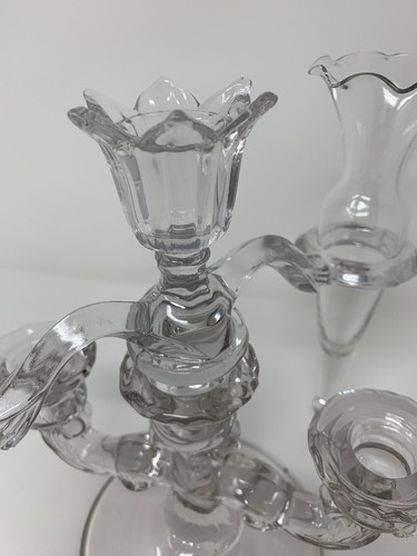 Antique Crystal Candelabra Candle Holder with Removable Flower Arms Bud Vase
