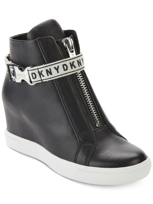 

DKNY Женские черные 1-дюймовые кожаные спортивные кроссовки на танкетке с ремешком на платформе 9,5 м, Черный, K1933879