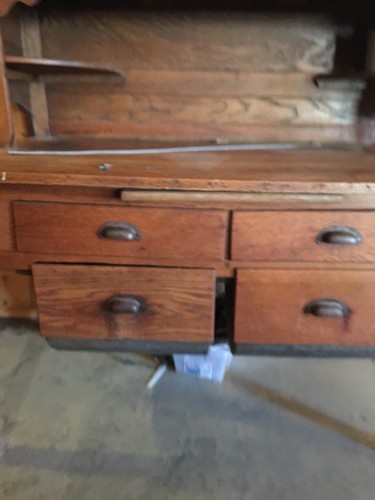 Late 1800s to Early 1900s Solid Red Oak Hooiser Cabinet Possum or Skunk Belly
