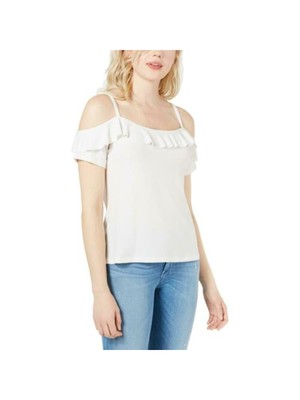 

Женский белый топ BAR III с открытыми плечами, короткими рукавами и квадратным вырезом. Размер