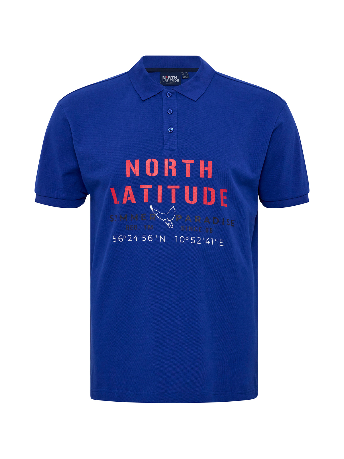 North Allsize Poloshirt blau mit Druck