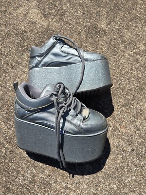 Buffalo Platform Sneakers Metallic Gray Size 39 Womens Shoes