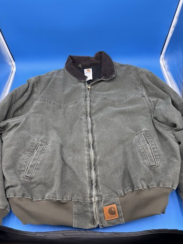 Vintage Carhartt J14 MOS Green Santa Fe Canvas Quilt Lined