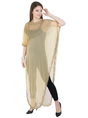 Elegant Beige Color Newly Style Shrug Poncho Top Dress Cocktail Beach Party Wear