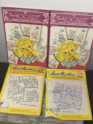 Lot (x20) Aunt Martha's Hot Iron Transfers Embroidery Birds Animals Cats Dogs