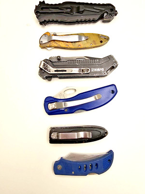 LARGE FOLDING POCKET KNIVES / DEWALT / DAKOTA / MTECH JAGUAR LOT OF 6/  11202308