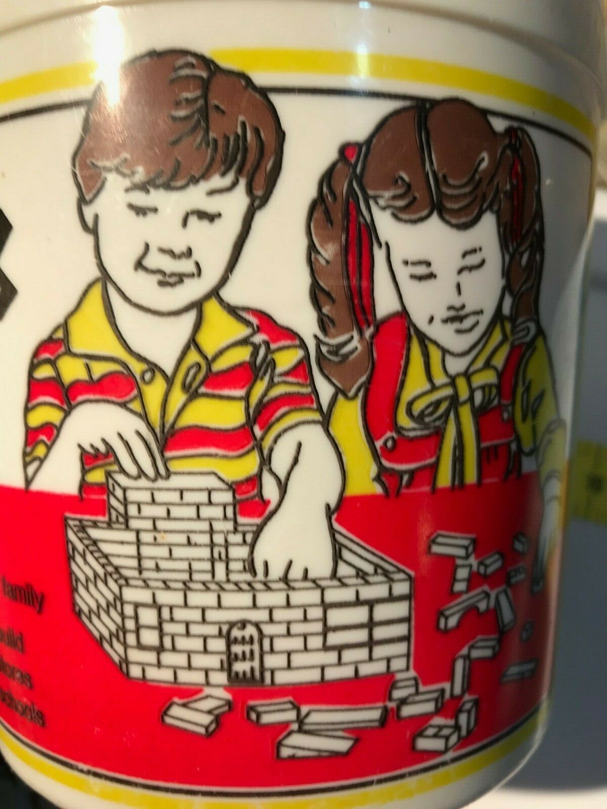 Block City Brick Bucket 180 lot vintage 80's toy building construction house