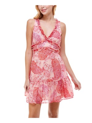 

EMERALD SUNDAE Женское платье трапециевидной формы без рукавов с рюшами и V-образным вырезом выше колена