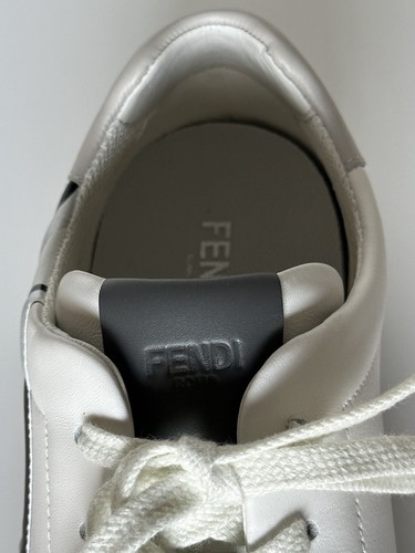 FENDI $795 FENDI O’LOCK LEATHER WHITE SNEAKERS 12 US (45 EURO) 7E1562 ITALY
