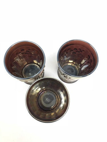 Antique Northwood Carnival Glass Purple Amethyst Raspberry Tumblers Basket Weave