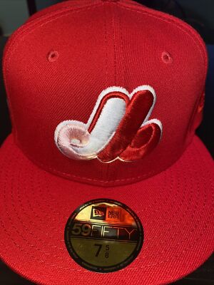 7 5/8 montreal expos red olympic stadium pink bottom fitted hat