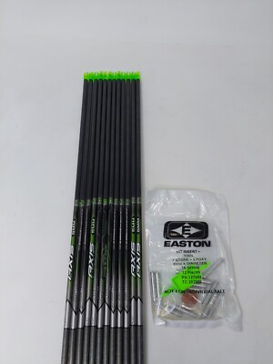 12pk Easton Axis 500 5mm 219107: Uncut Carbon Arrow Shafts w/ X Nocks & Inserts